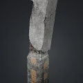 Stone Wood Column Structure With Metal Supports And Textured Surface Design
