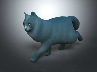 Realistic Blue Cat 3D Character Model in Dynamic Running Pose 3d model