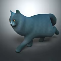 Realistic Blue Cat 3D Character Model in Dynamic Running Pose 3d model