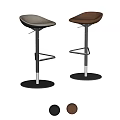 Modern Adjustable Height Bar Stools With Beige And Brown Seats Metal Frame Round Base 3d model