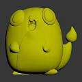 Cute Orange Chibi Creature Character With Big Eyes Flame Tail And White Belly