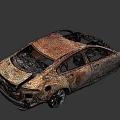 Rusted Damaged Car Body Wreckage After Accident With Corroded Exterior And Broken Parts