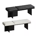 Modern Sofa Bench With Black Leather Beige Fabric Seats And Black Legs