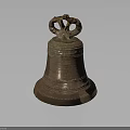 Traditional Decorative Brass Bell With Carved Texture And Top Ring Handle