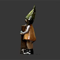 Cute Doll With Green Pointed Hat Holding Welcome Sign And TROY Lettering On Round Base