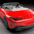 Red Mercedes Benz Convertible Sports Car with Sleek Design Black Hood and Front Grille