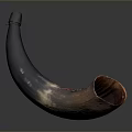Unique Handcrafted Decorative Horn with Colorful Patterns and Orange Interior