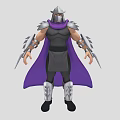 Game And Movie Character In Silver Armor With Purple Cape And Spiked Decorations