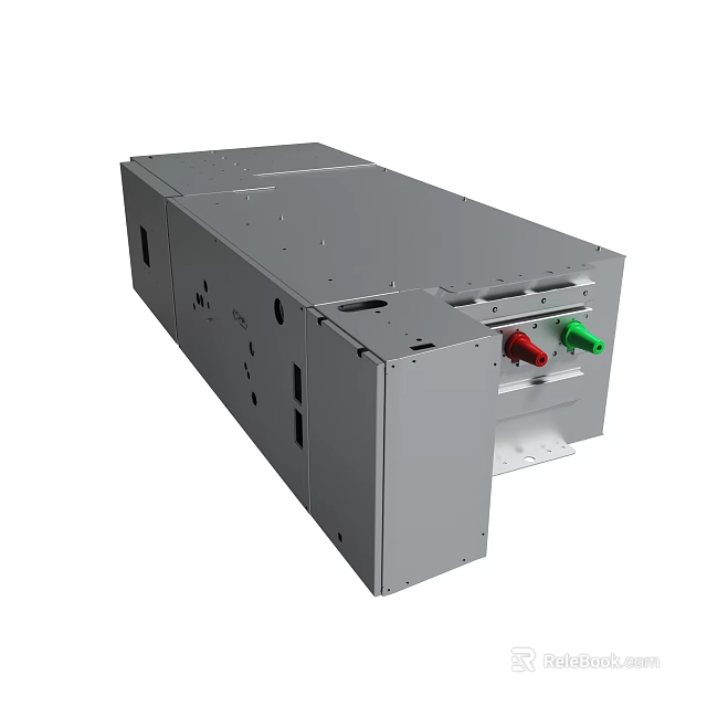 Gray Industrial Electrical Device With Red And Green Switches And Vent Openings 3d model 