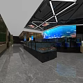 Spacious Supermarket Department Store Interior With Fresh Produce Shelves And Bright Lighting