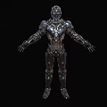 Sci Fi Robot Character With Metallic Armor And Glowing Blue Elements For Game And Movie