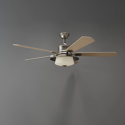 Modern Ceiling Fan With Wooden Blades Metal Motor And Built In Light 3d model