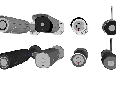 Different Types of Projection Monitoring Security Cameras For Surveillance Systems 3d model