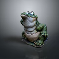 Cute Green Baby Crocodile Reptile Figurine with Big Eyes and Egg Shell Base