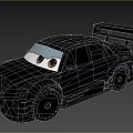 Cartoon Racing Car With Big Eyes Silver Body Red And Yellow Stripes Number 8