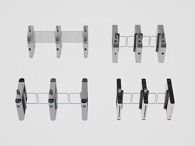 Public Facilities Security Turnstiles With Modern Metal Structure And Access Control 3d model