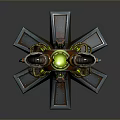 Futuristic Landscape Featuring Mechanical Structure Red Green Gears And Pipes