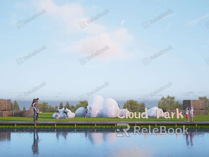 Paddy field cloud landscape sketch cloud seat paddy field art installation model