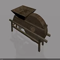 Traditional Wooden Swing Door Structure With Square Hopper And Circular Drum Design