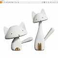 Minimalist White Cat Shaped Decorative Figurine Set with Golden Accents for Home Decoration