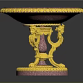 Pink Sparkling Decorative Bowl With Yellow Rim And Ornate Dragon Base For Home Decoration