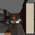Hotel Room Interior With Wooden Decor Sofa Bed Coffee Table Orange Lamp And Spacious Layout