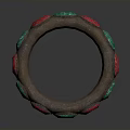 Handcrafted Copper Bracelet With Red And Green Circular Decorations For Daily Use