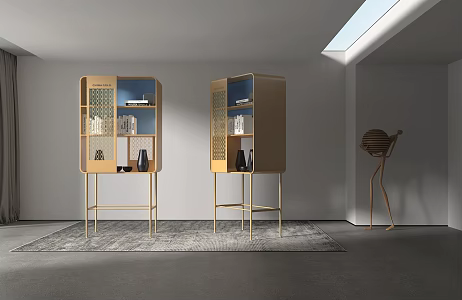 Modern bookcase cabinet rack 3d model