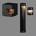 Modern Black Metal Outdoor Lights With Column And Wall Mounted Design For Garden Pathway