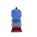 Blue Cartoon Dinosaur Figure With Colorful Details And Red Base
