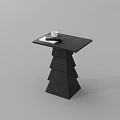 Modern Black Side Table With Unique Layered Base And Cup Book On Top 3d model
