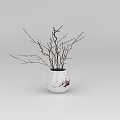 Tech Exhibition Hall Display With White Vase And Red Spotted Branches