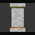 Three Ornamental Stone Columns With White Pedestals And Yellow Decorative Patterns