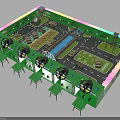 Go Tank Themed Playground Equipment Featuring Green Structure Seats And Interactive Game Area