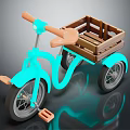Kids Turquoise Tricycle With Wooden Cargo Box Brown Handlebars And Seat