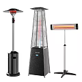 Outdoor Heaters with Different Designs Including Umbrella Tower and Strip Styles 3d model