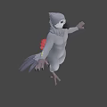 Game and Movie Character With White Body Dark Wings in Dynamic Pose on Red Background