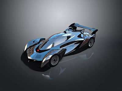 Streamlined Silver Concept Sports Car With Sleek Body Rear Wing And Futuristic Design 3d model