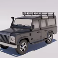 Black Classic Off Road Car With Roof Rack And Front Grille Exterior