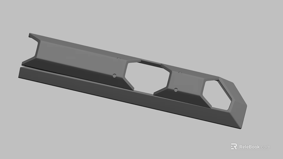 Gray Elongated Mechanical Component With Hexagonal Holes And Screw Mounts 3d model