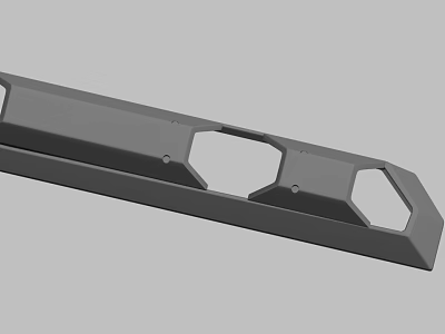 Gray Elongated Mechanical Component With Hexagonal Holes And Screw Mounts 3d model