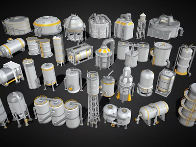 Modern Industrial LOFT Equipment Storage Tank Chemical Storage Tank 3d model