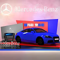 Mercedes-Benz Car Display Showcase Shelf with Blue Vehicle Exhibition Stand and Logo