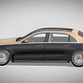 Black And Gold Luxury Sedan With Front Grille And UK License Plate