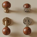 Wooden Ball Knob Cabinet Handles With Gold And Silver Metal Bases