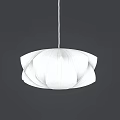 Modern White Petal Shaped Pendant Light Hanging Against Grey Wall Background