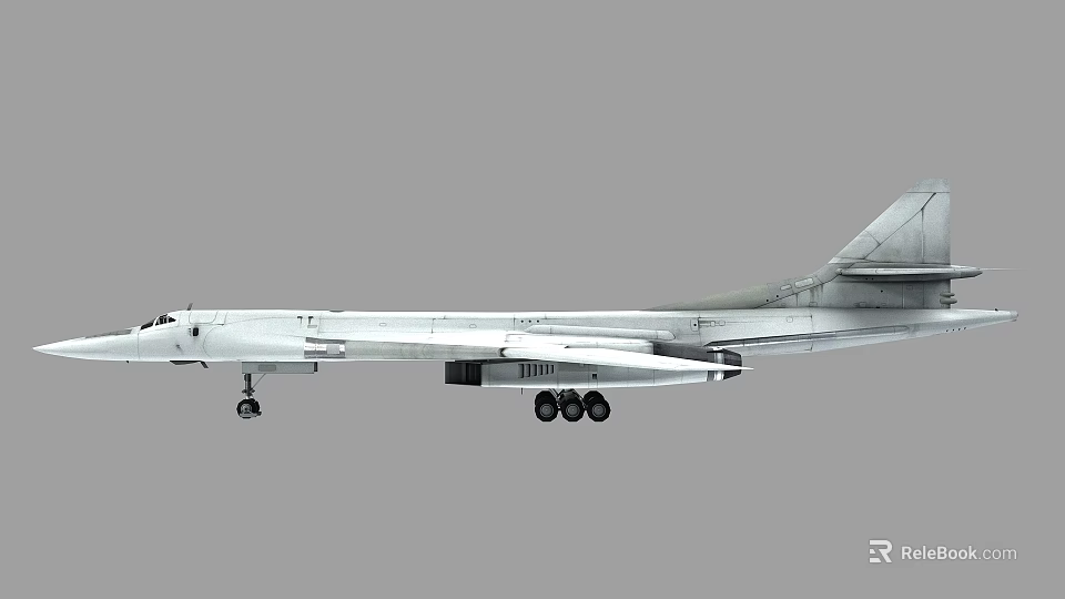 White Military Strategic Bomber Aircraft With Sleek Design And Landing Gear 3d model 
