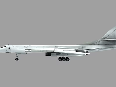 White Military Strategic Bomber Aircraft With Sleek Design And Landing Gear 3d model
