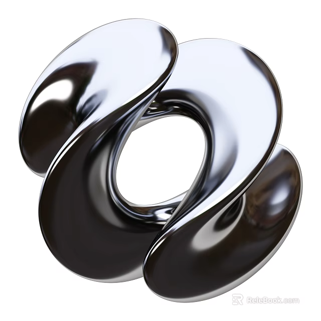 Modern Silver Metallic Decorative Ornament Set With Spiral Shape And Smooth Glossy Surface 3d model 