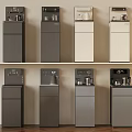 Standing Kitchen Appliances in Gray and White Colors Neatly Arranged on Two Shelves